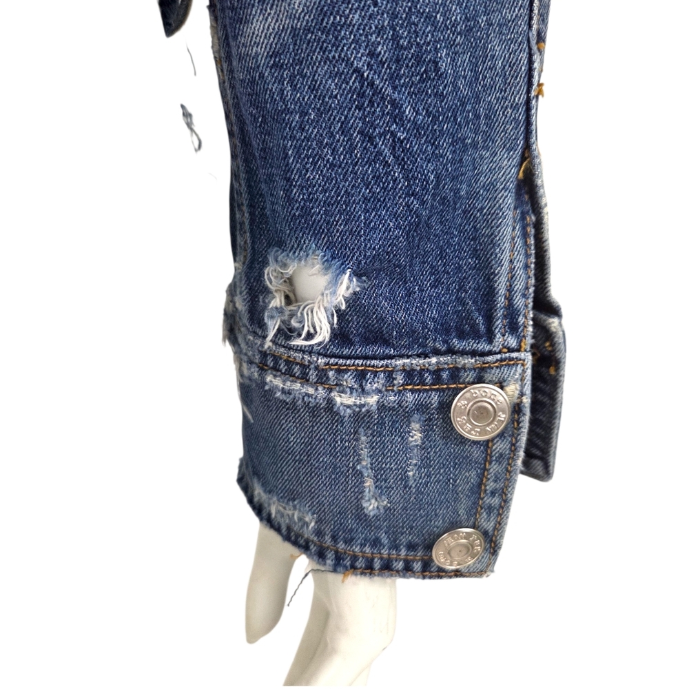 Rag & Bone Distressed Denim Jacket Womens XS Blue Jean Destroyed - Picture 7 of 13